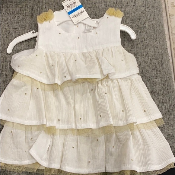 First Impressions white and gold dress in size 23 months. NWT - Picture 1 of 3